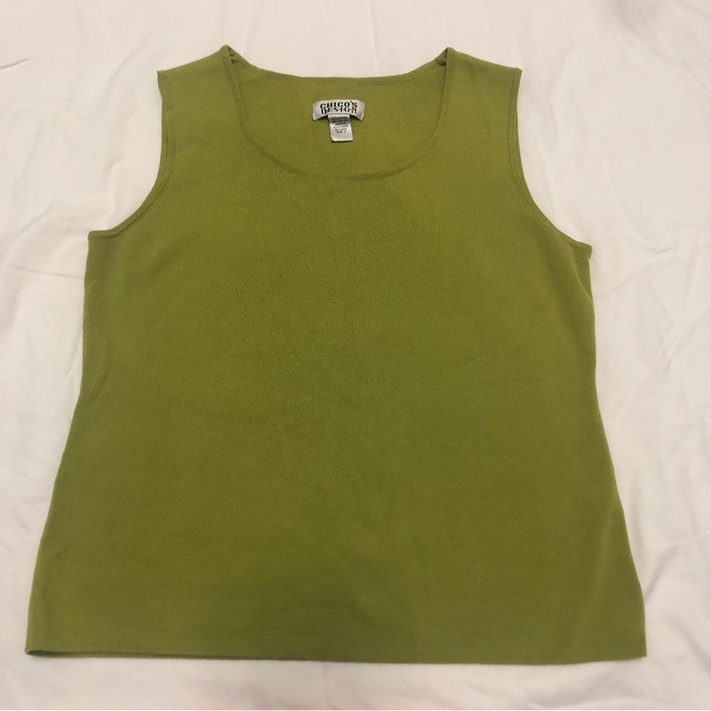 Chico’s Design Green Classic Tank Top Size 2 Y2k Vintage